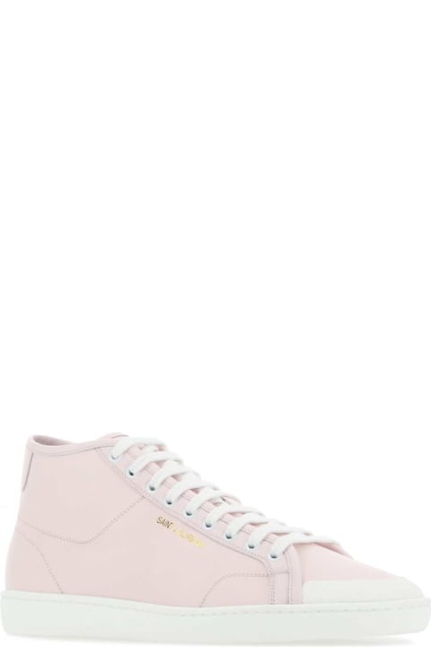 Saint Laurent Shoes for Men Saint Laurent Pastel Pink Leather Court Classic Sneakers