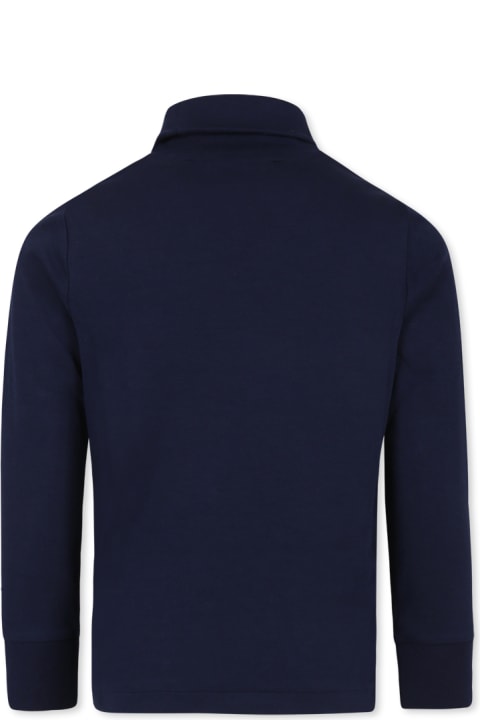 Homeware Ralph Lauren Blue Turtleneck For Boy With Brown Pony