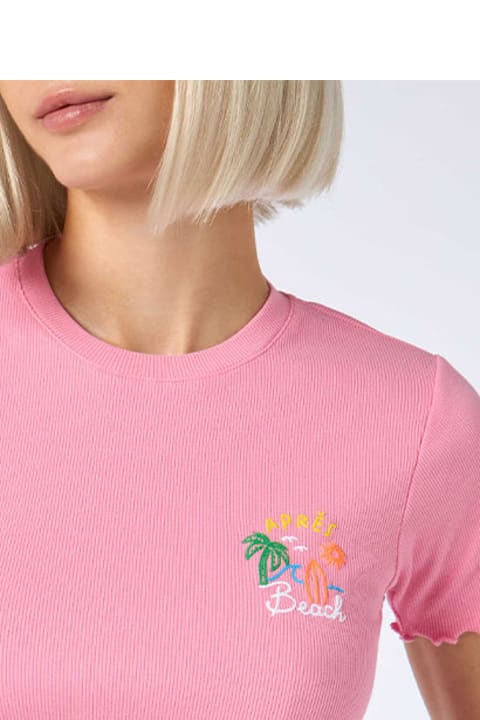 MC2 Saint Barth Clothing for Women MC2 Saint Barth Woman Ribbed T-shirt With Après Beach Embroidery