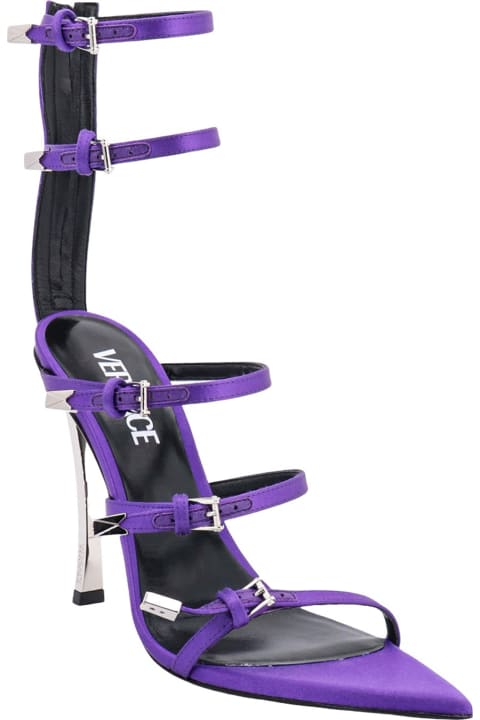 Versace for Women Versace Pin-point Sandals With Straps In Violet Leather Woman