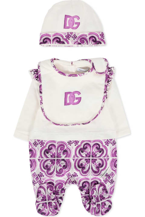 Homeware Dolce & Gabbana Purple Babygrow Set For Baby Girl With Majolica