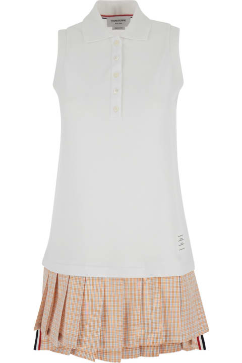 Thom Browne for Women Thom Browne Mini White And Orange Polo Dress In Cotton Woman