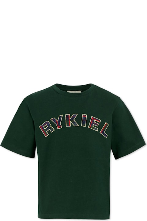 Rykiel Enfant for Women Rykiel Enfant Green T-shirt For Girl With Logo