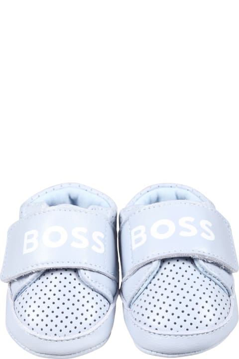 ベビーガールズ Hugo Bossのシューズ Hugo Boss Sneakers Celesti Per Neonato Con Logo