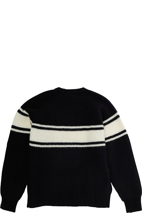 Marni T-Shirts & Polo Shirts for Boys Marni Black Striped Sweater With Front Logo In Wool And Alpaca Blend Boy