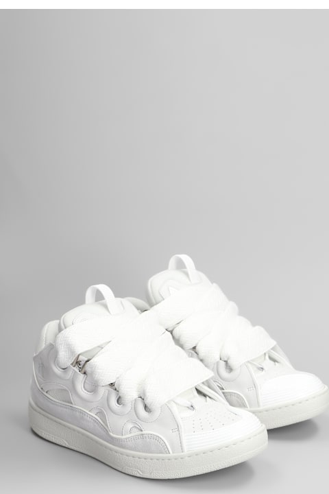 Lanvin for Men Lanvin Curb Sneakers In White Suede And Leather