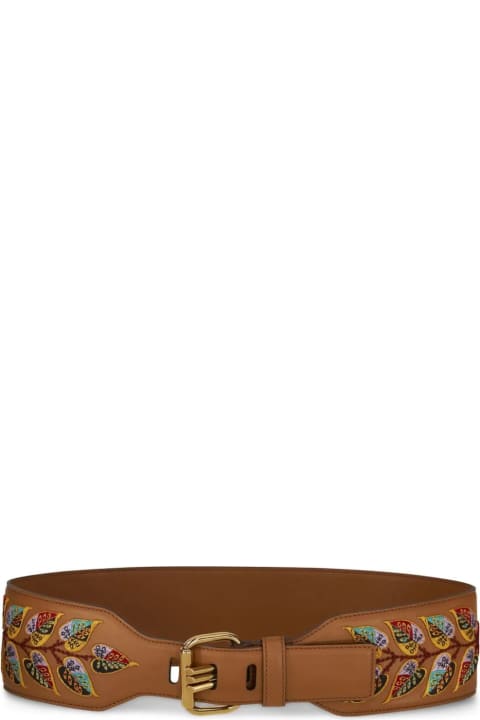 Fashion for Women Etro Embroidered Brown Leather Belt