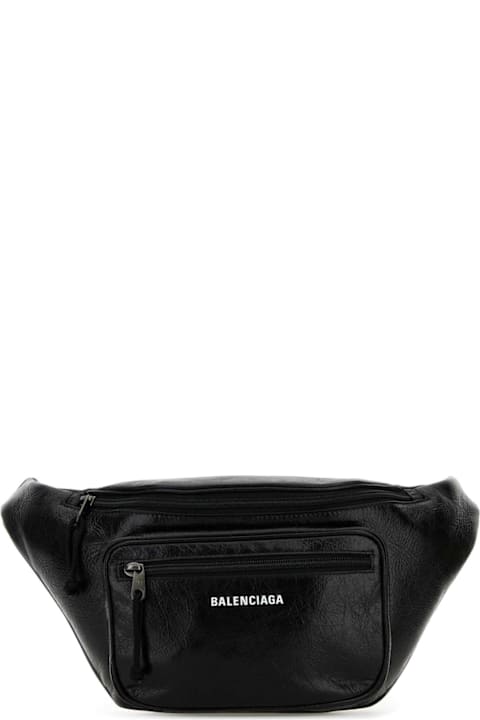 Bags for Men Balenciaga Black Leather Explorer Belt Bag