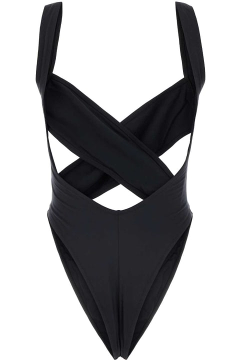 Swimwear for Women Reina Olga Black Stretch Nylon Exotica Trikini