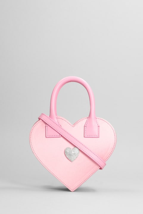 Heart Shape  Hand Bag In Rose-pink Satin