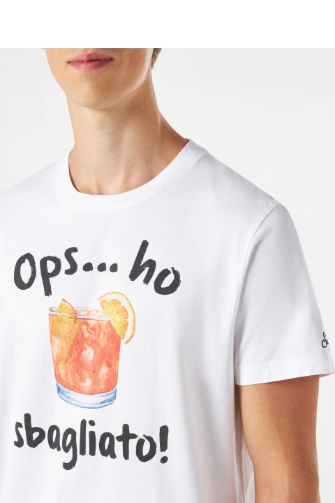 Homeware MC2 Saint Barth Man Cotton T-shirt With Sbagliato Drink Print
