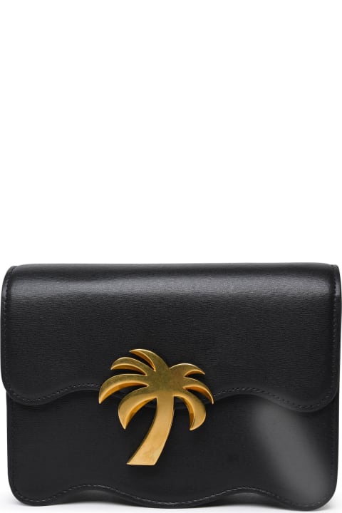Palm Angels Shoulder Bags for Women Palm Angels Black Leather 'palm Beach' Bag