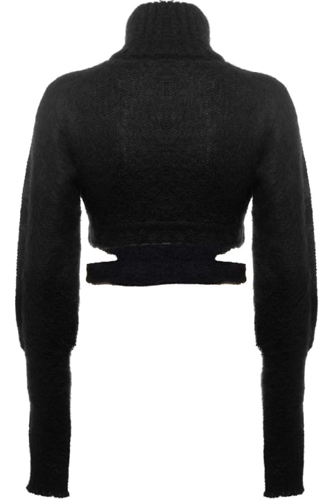 Ribbed Knit Mohair Sweater With Cut-out
