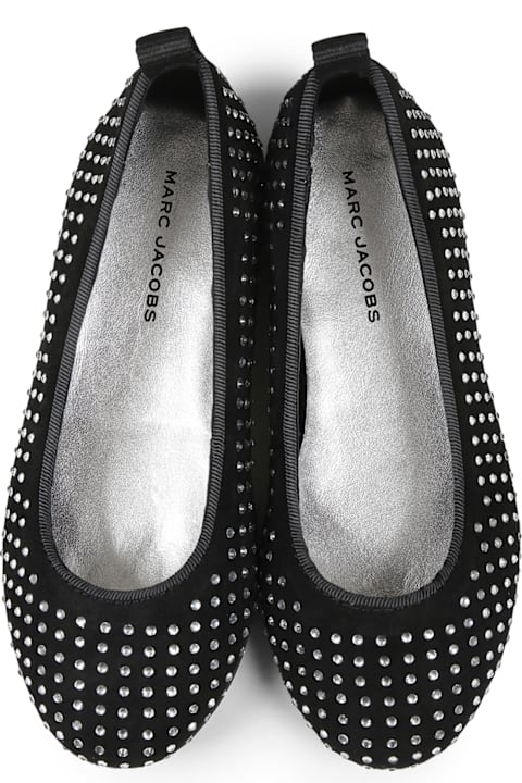 Little Marc Jacobs Shoes for Girls Little Marc Jacobs Black Ballet Flats For Girl With Rhinestones