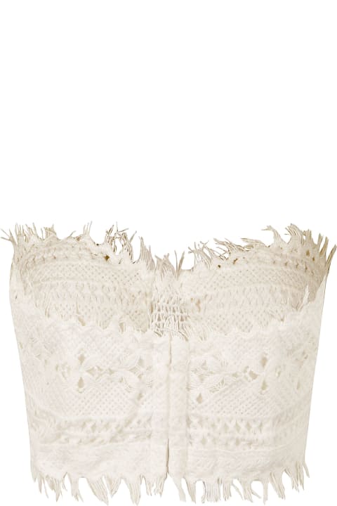 Fashion for Women Ermanno Scervino Fringe Trim Perforated Woven Top