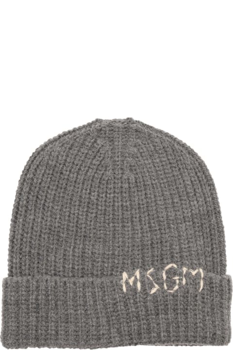 Accessories & Gifts for Girls MSGM Wool Hat Unisex Grigio Melange/grey Mela