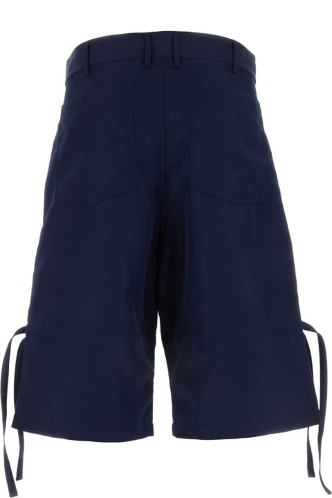 Pants for Men Comme des Garçons Navy Blue Polyester Bermuda Shorts
