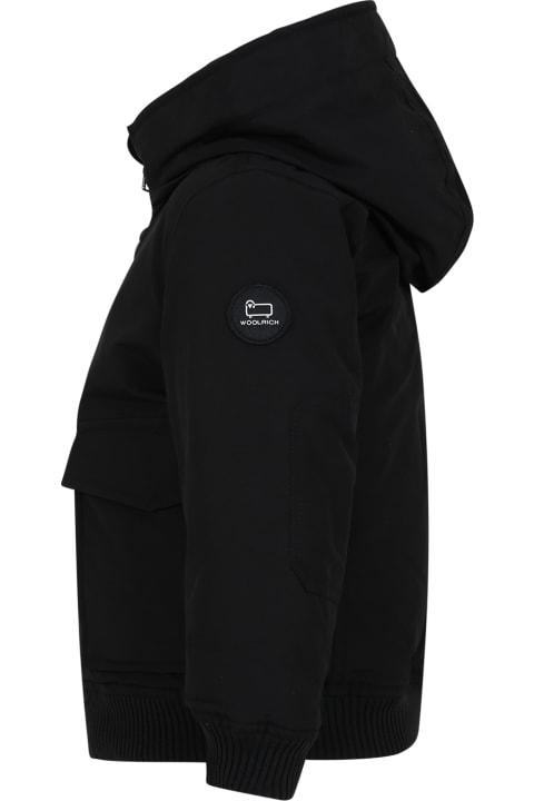 ボーイズ Woolrichのコート＆ジャケット Woolrich Black Down Jacket For Boy With Logo
