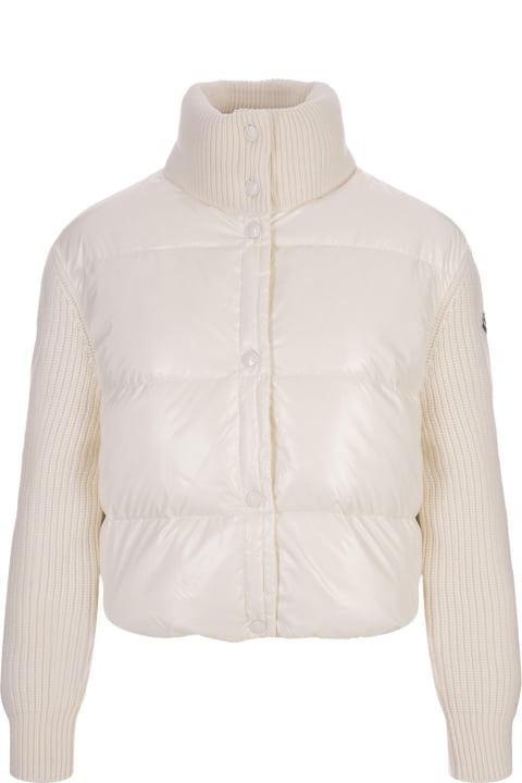 Sweaters for Women Moncler White Padded Cardigan In Wool