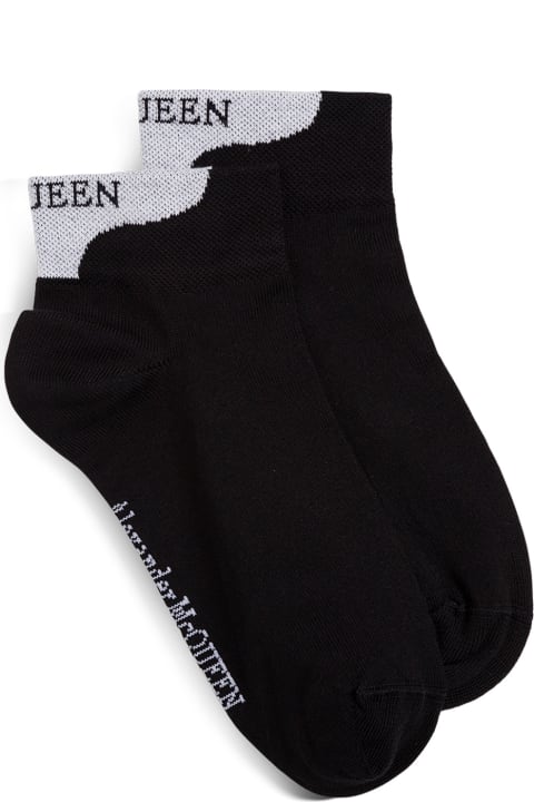 ウィメンズ Alexander McQueenのランジェリー＆パジャマ Alexander McQueen Black Cotton Socks With Logo