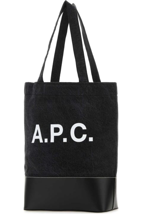 A.P.C. Totes for Women A.P.C. Black Denim And Leather Axel Shopping Bag