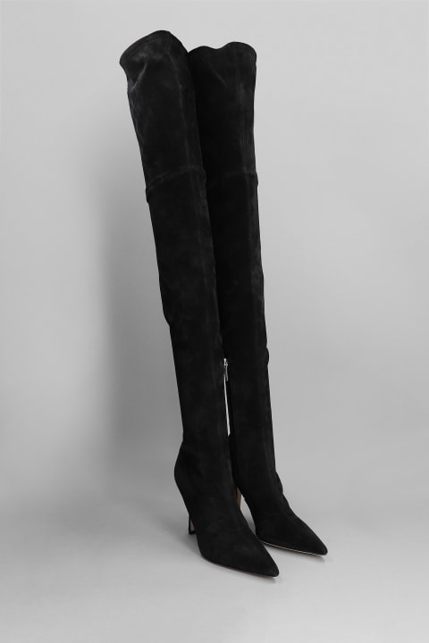 Mama High Heels Boots In Black Suede