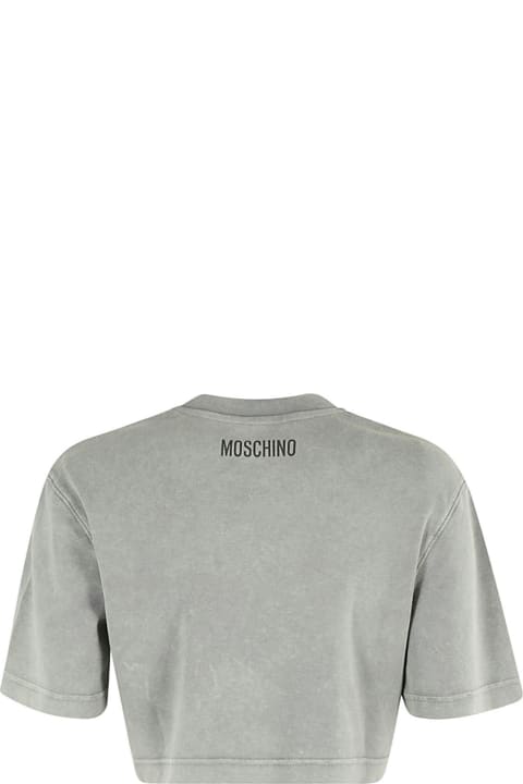 Moschino for Women Moschino Slogan Printed Crewneck Cropped T-shirt