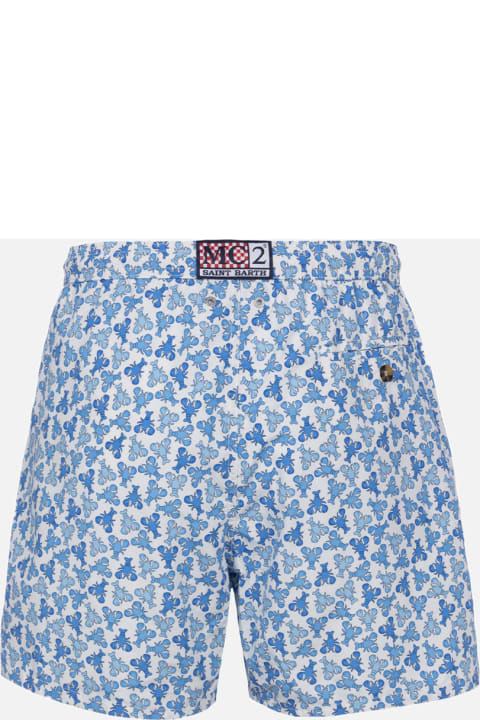 Homeware MC2 Saint Barth Man Lightweight Fabric Swim-shorts Lighting Micro Fantasy With Loabster Print