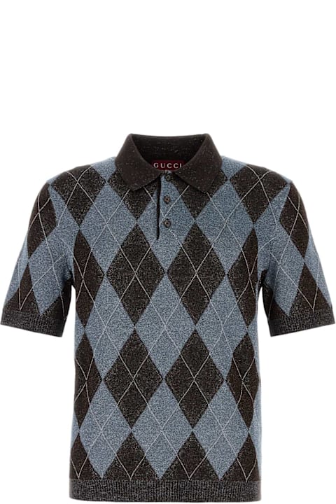 メンズ Gucciのトップス Gucci Embroidered Wool Blend Polo Shirt