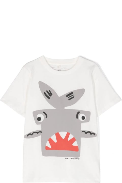 Stella McCartney Kids T-Shirts & Polo Shirts for Boys Stella McCartney Kids Shark Motif T-shirt In Ivory