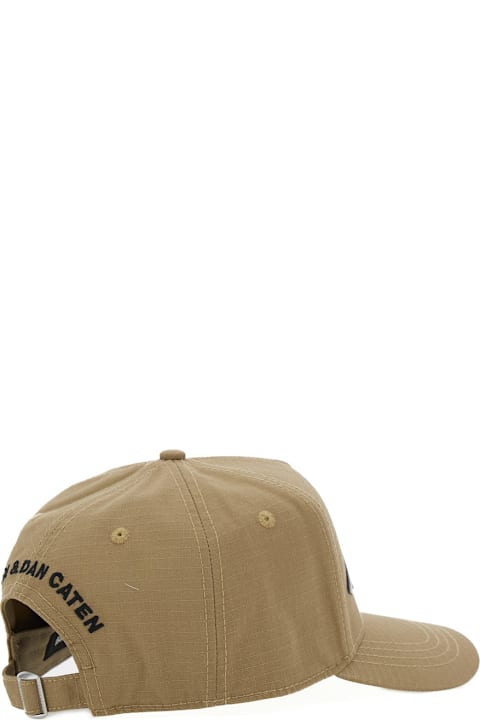 Homeware Dsquared2 
gabardine
 Brown Baseball Cap With Maxi Logo Lettering On The Front In Cotton Man