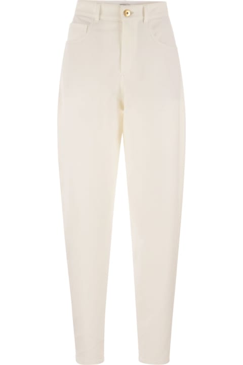 Five-pocket Curved Trousers In Stretch Cotton Interlock