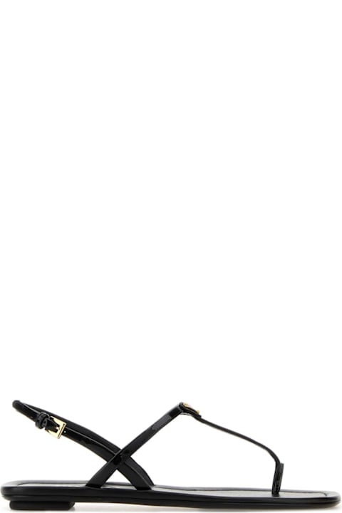 Prada Black Leather Thong Sandals
