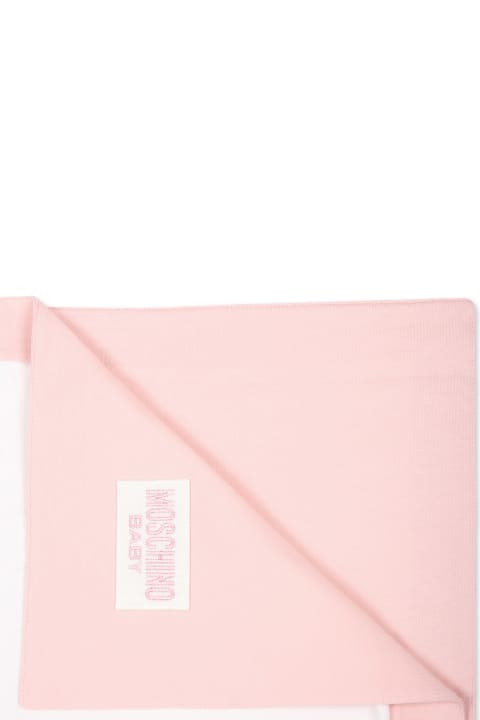 Fashion for Baby Girls Moschino Pink Blanket For Baby Girl With Teddy Bear