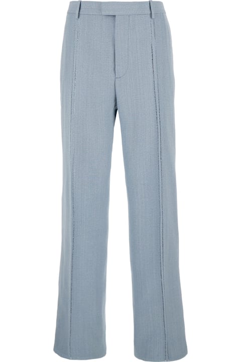 Sale for Men Bottega Veneta Light Blue Tailored Pants In Silk Blend Man