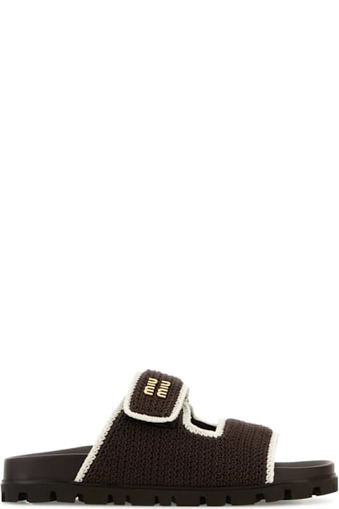 الصنادل لـ السيدات Miu Miu Chocolate Crochet Slippers