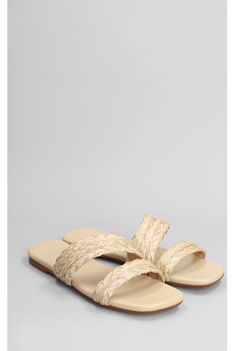 Castañer Flat Shoes for Women Castañer Paz-258 Flats In Beige Leather And Fabric