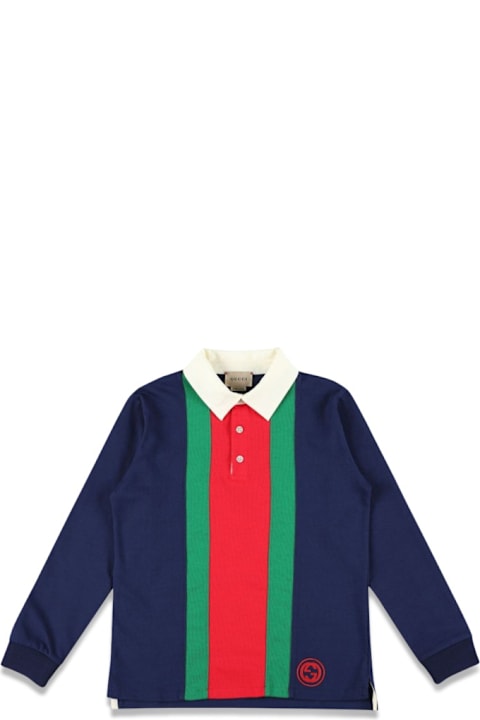 Gucci T-Shirts & Polo Shirts for Girls Gucci J L/s Polo/ Wintery Nt Sky/ Mc/mx