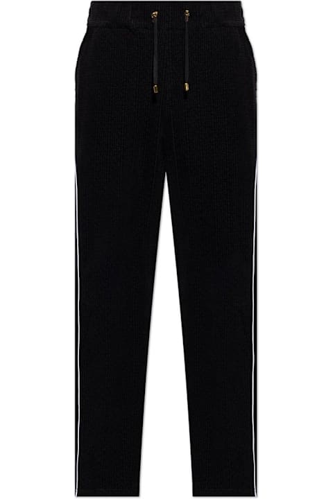 Balmain Clothing for Men Balmain Monogram Velvet Drawstring Joggers