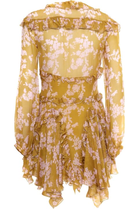 Homeware Elisabetta Franchi Ruffles Voile Printed Dress