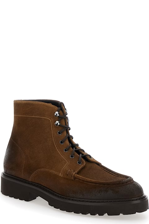 Doucal's Shoes for Men Doucal's Brown Ankle Boots With Lsce-up Closure In Leather Man