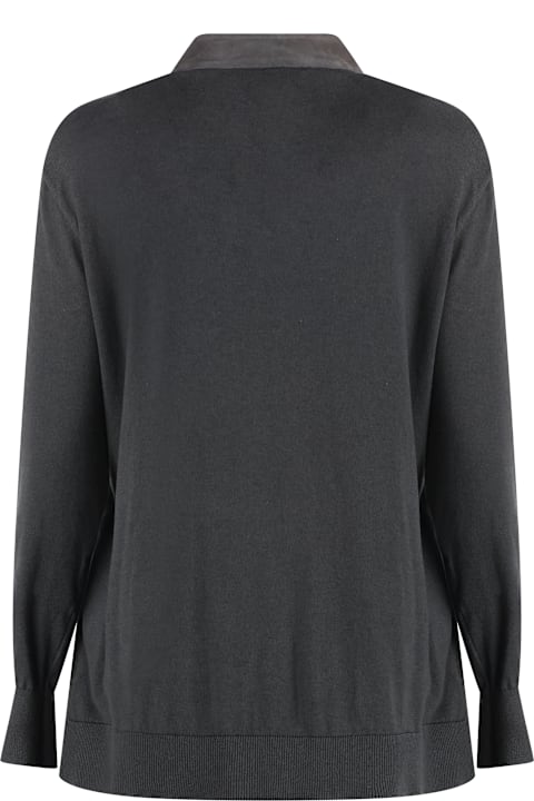 Homeware Moorer Cardigan With Suede Frontal Panel