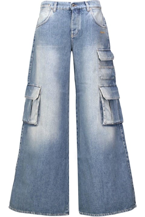 Jeans for Women Off-White Logo Patch Wide Leg Jeans