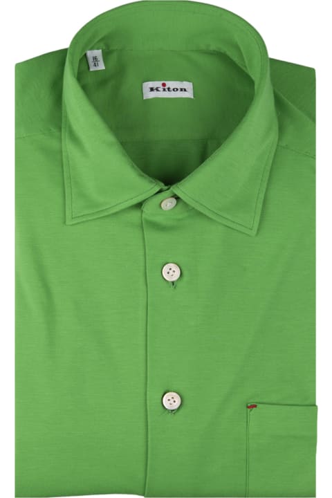 Shirts for Men Kiton Green Nerano Shirt