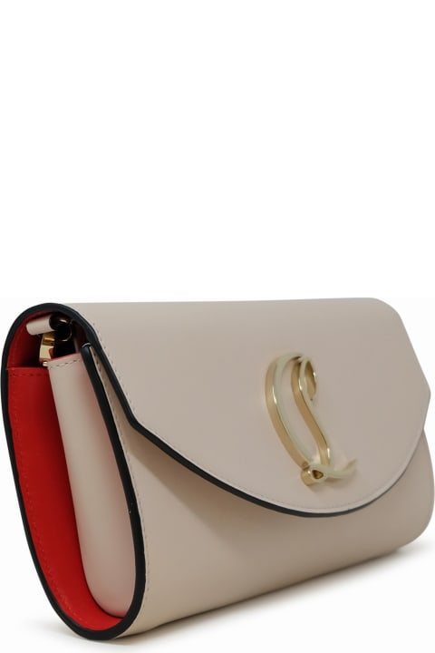 Christian Louboutin Bags for Women Christian Louboutin Christian Louboutin Cream Leather Loubi54 Wallet On A Chain