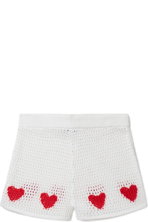 Bottoms for Girls Stella McCartney Kids White Crochet Shorts With Red Hearts