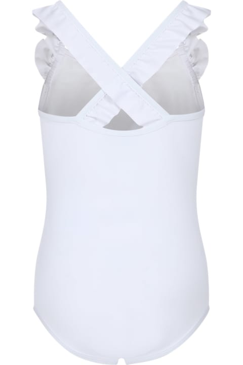 Swimwear for Girls Moschino White One-piece Swimsuit For Baby Girl With Logo