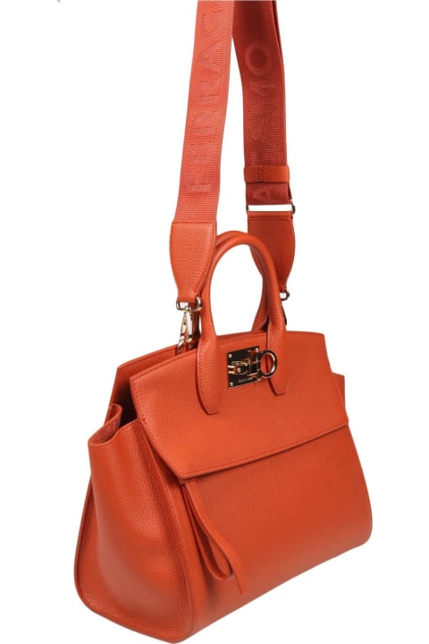 Ferragamo for Women Ferragamo Studio Sof Handbag In Terracotta Color Leather