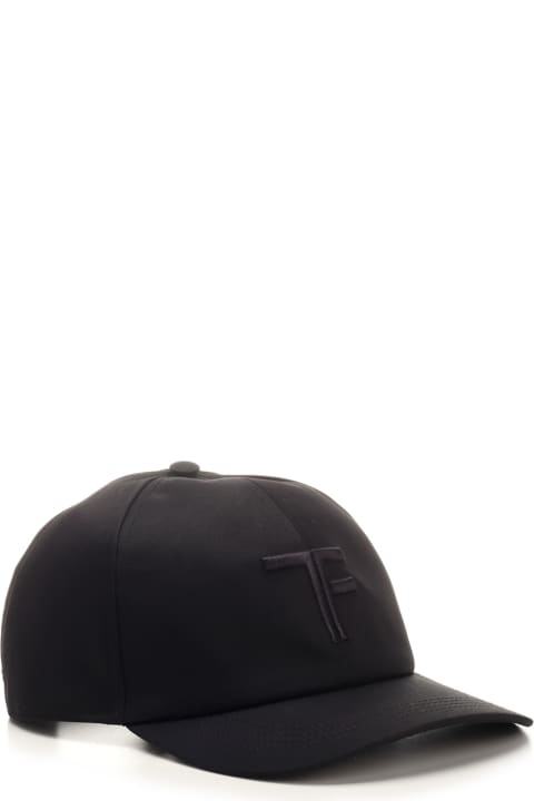 Hats for Men Tom Ford Black Cap With Logo