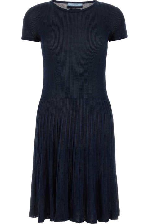 Prada Clothing for Women Prada Midnight Blue Silk Blend Dress